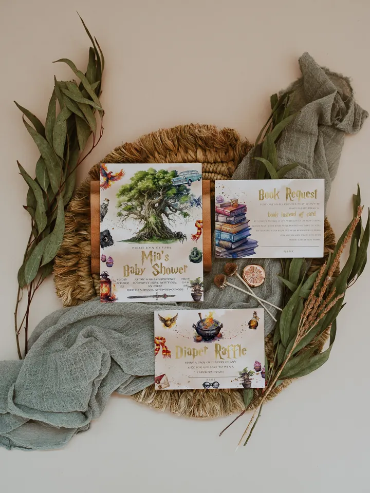 DIY Wizarding World Baby Shower Set; Magic School Baby Shower Template; School of Wizard Baby Shower invitation template; wF55