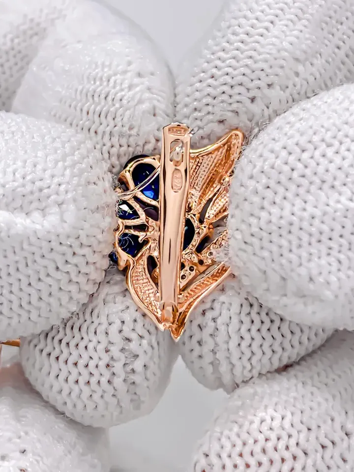 Earrings jewelry silver gold plated 925 samples with corundum, sapphire and cubic zirconia