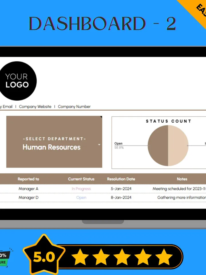 Employee Grievance Tracker & Resolution Time Analyzer HR, Workplace Issue Management, HR Conflict Resolution Tool
