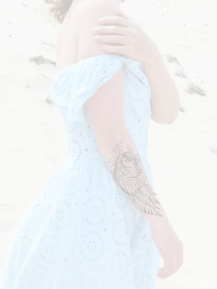 Owl Tattoo Designs For Females Owl And Flower Tattoo Sketch Fine Line Idea. Instant download JPG, PNG