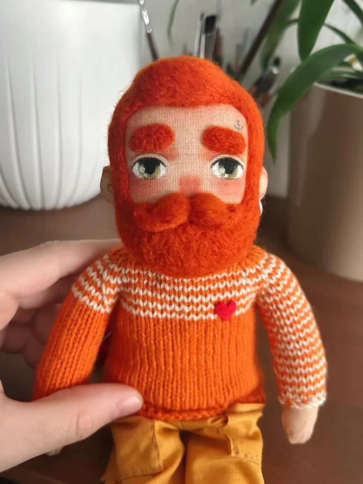 Textile doll sailor with ginger hair
