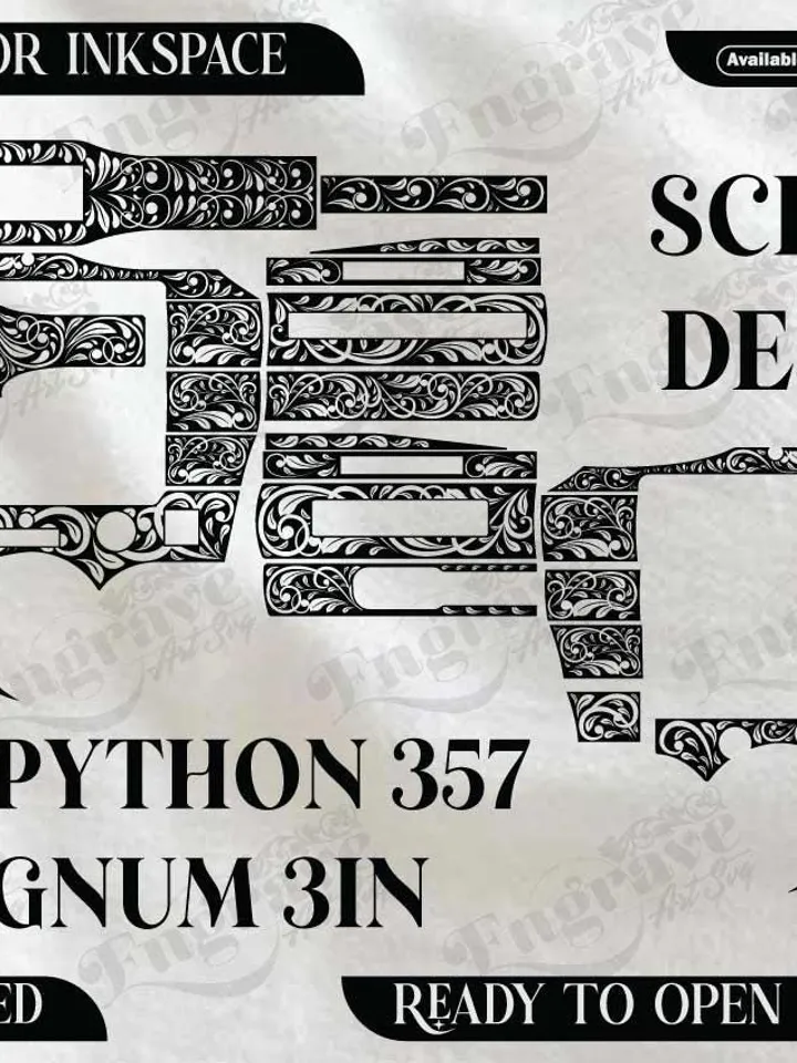 Colt Python 357 magnum 3in Scroll Design,lasercut,laserengraving,fiberlaser,engravingfiles