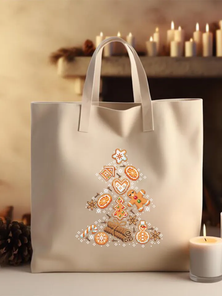 Christmas gingerbread cross stitch pattern PDF download Christmas tree cross stitch chart, Christmas sugar and spice pattern digital #N154
