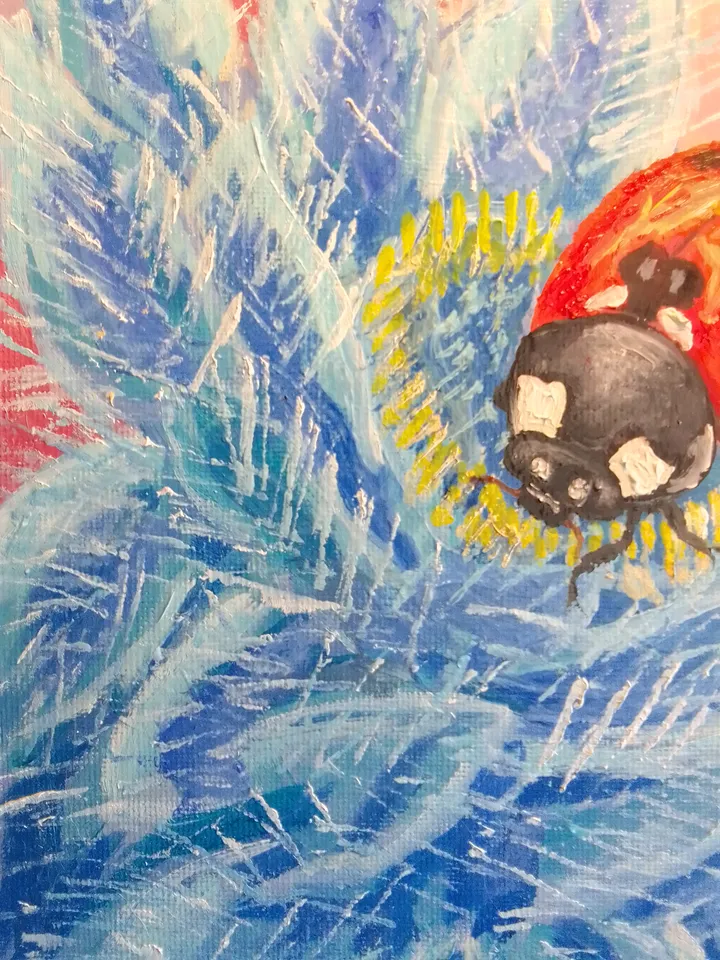 Painting flowers with a Ladybug