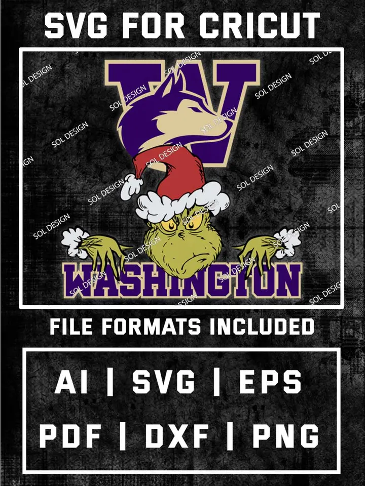 Grinch Washington Huskies SVG, NCAA SVG Design, NCAA Washington Huskies SVG, NCAA Washington Cricut, Christmas Svg, Grinch svg, Digital Download