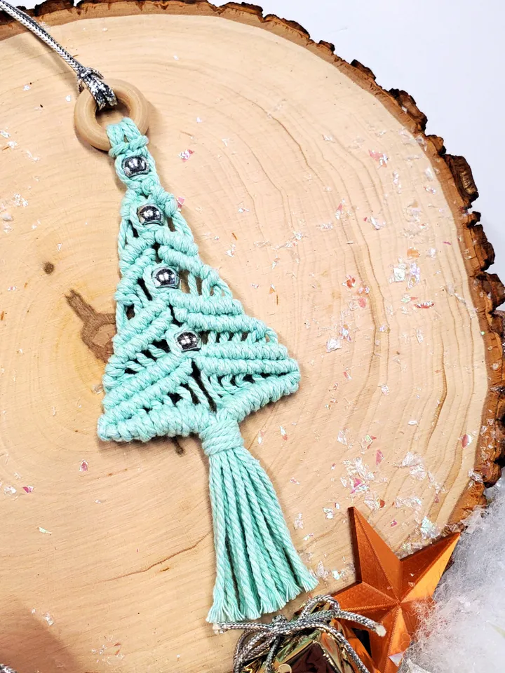 Macrame Tree Ornament Macrame Christmas Tree Macrame Christmas Ornaments Unbreakable Ornaments Holiday Car Charm Boho Tree Ornaments