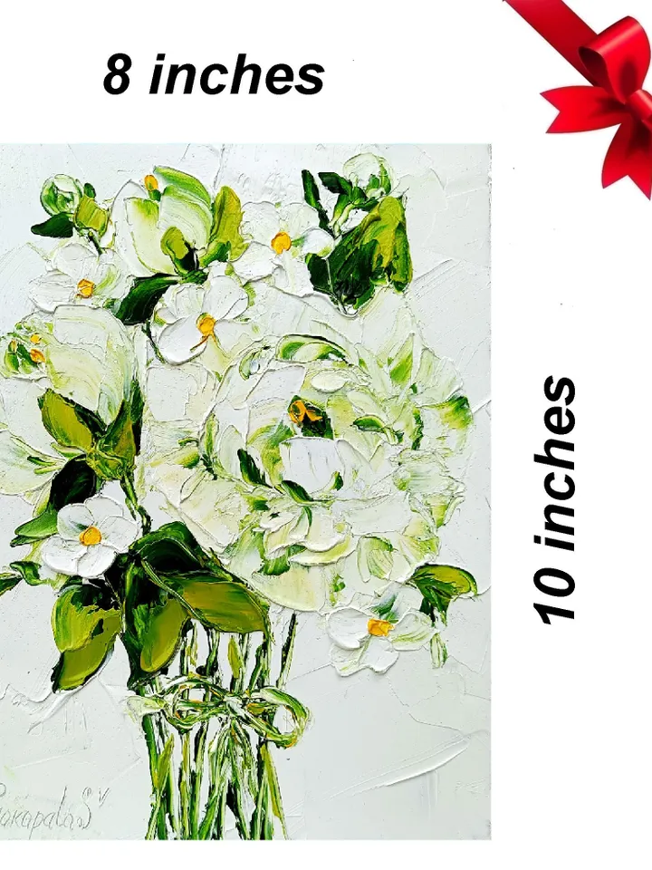 Peony Painting Daisy Original Art Impasto Oil Painting Flower painting Floral Painting by ArtProkopaloSv