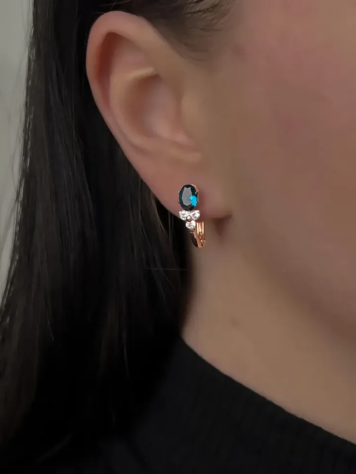 Earrings Silver gold plated 925 assay value with London topaz