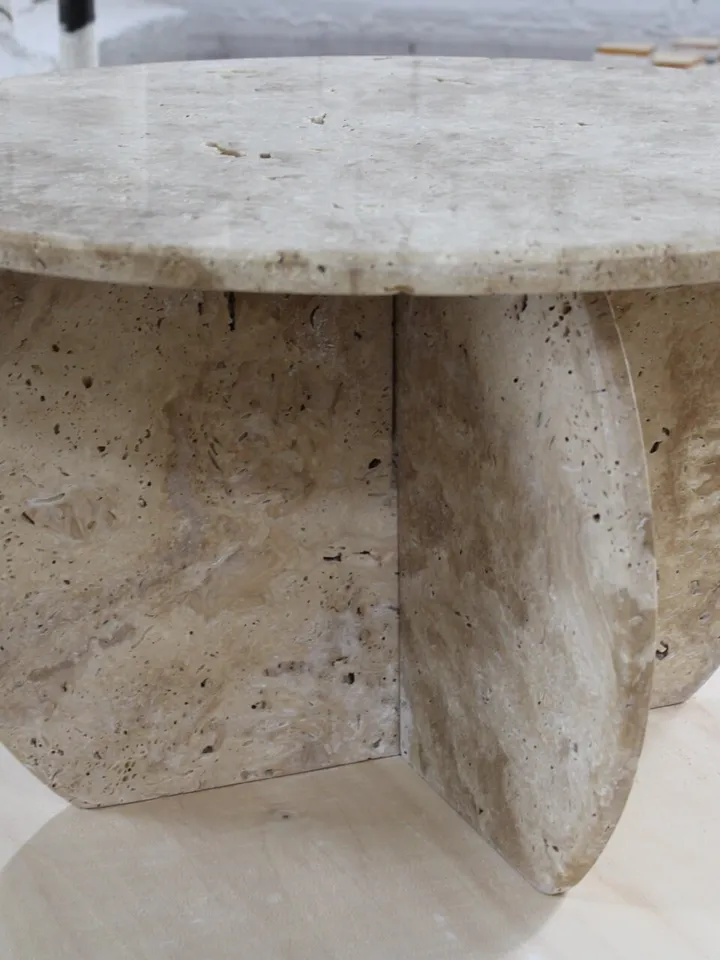 Travertine coffee table is real travertine, it is handmade, including its custom-made legs. Italy Model Italian Model natural stone