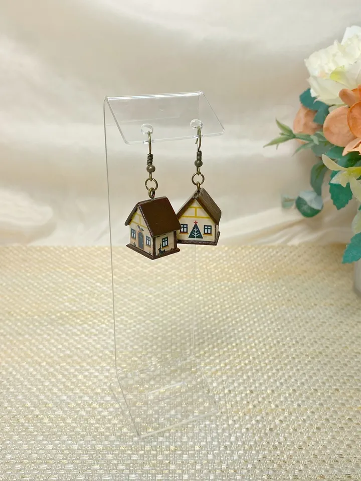 House earrings. Interesting handmade earrings.