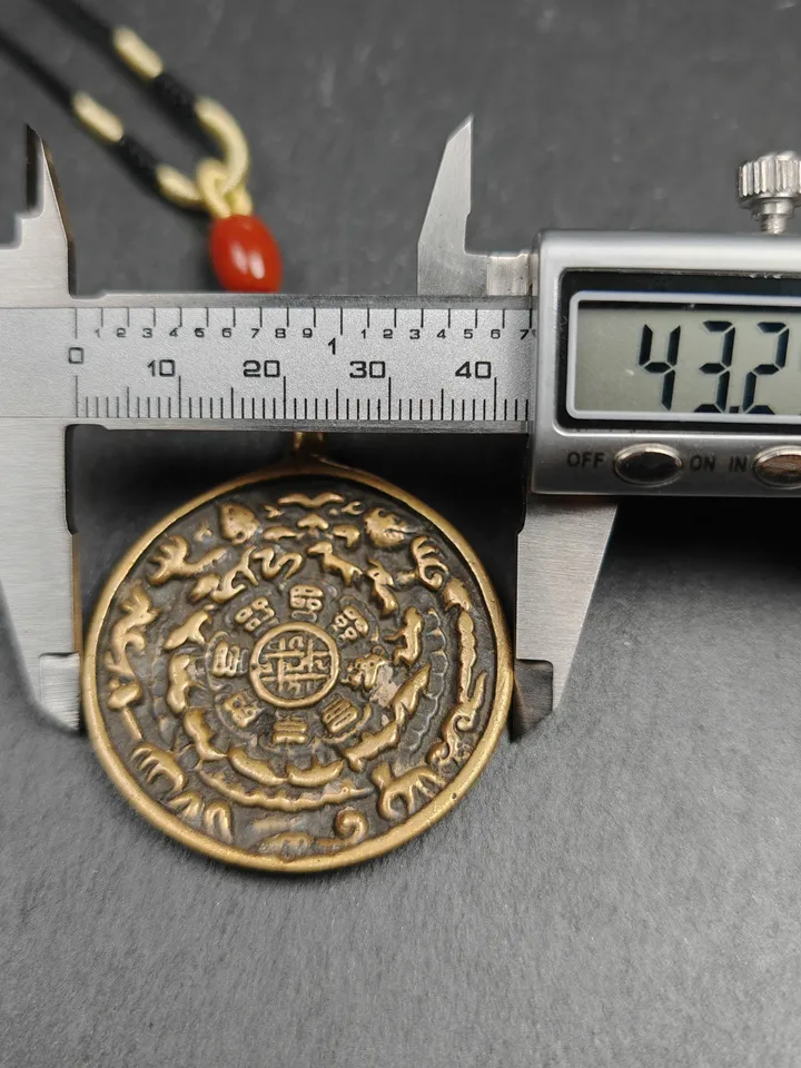 Gandhanra Vintage Tibetan Buddhist Calendar Amulet Sipaho Badge - Lima Brass Melong Mirror Protective Charm Feng Shui Pendant,43mm