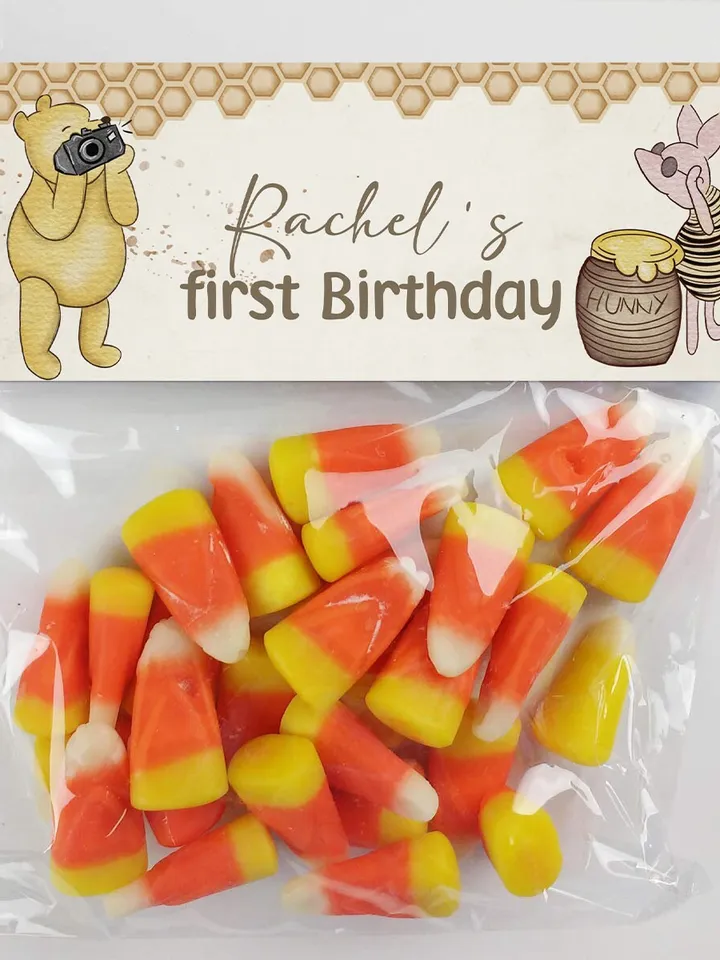 Editable Treats Bag Topper Winnie the Pooh; Winnie the Pooh 1st Birthday; Printable Candy Bag Topper; Winnie Pooh Party Decoration; hc12