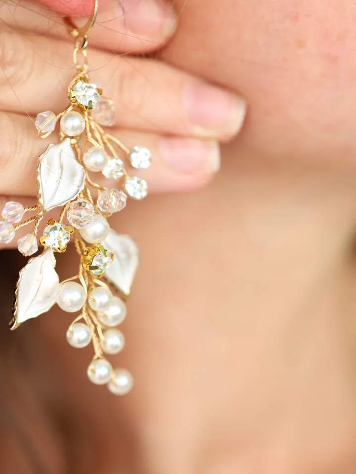 Boho Bridal Earrings Boho Wedding Earrings Vintage Long Bridal Earrings Gold Wedding Earrings Bohemian Bridal Jewellery Earrings for bride