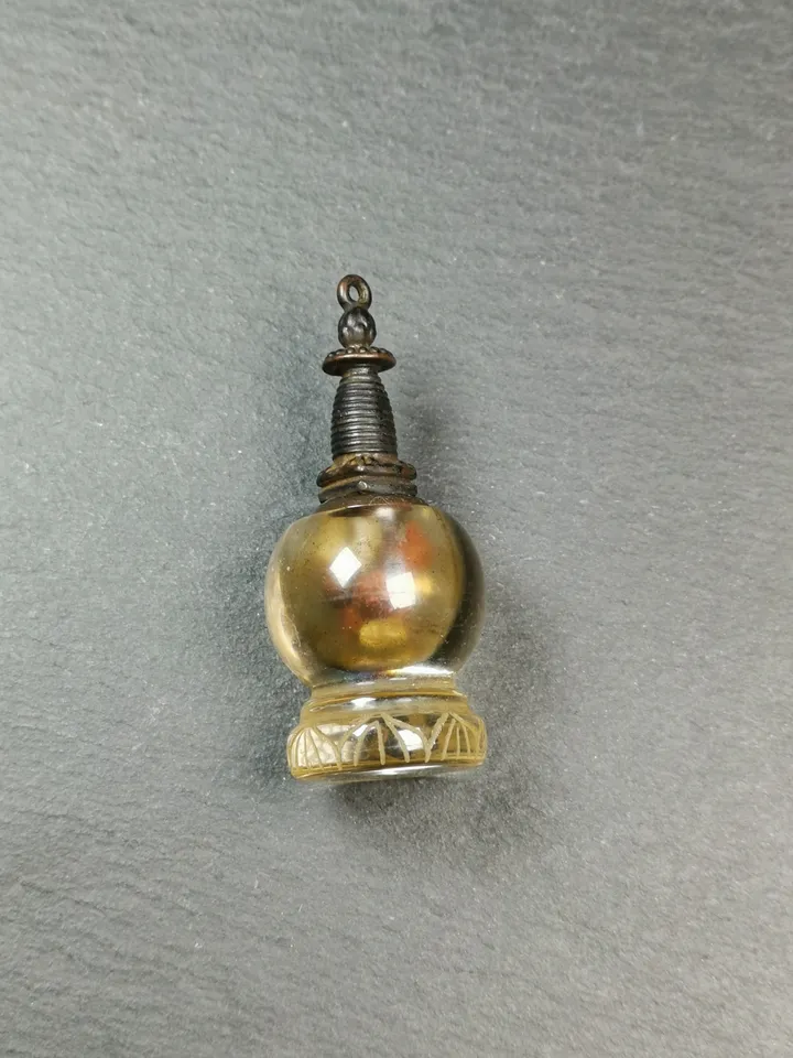 Gandhanra Handmade Tibetan Buddhist Amulet,Crystal Stupa Pendant,Pagoda,Buddhist Tower,Gau Shrine,Mani Rilbu Bottle,Consecration Zung,2.1"