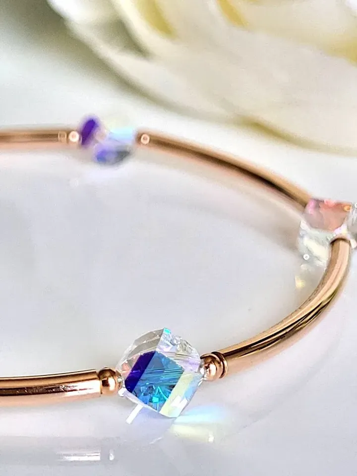 Bracelet Silver gold plated 925, with crystals