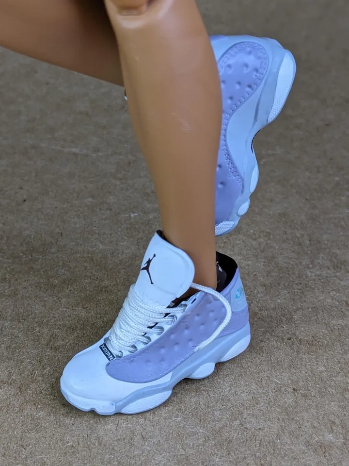 Premium purple & white sneakers for 12 inch male dolls