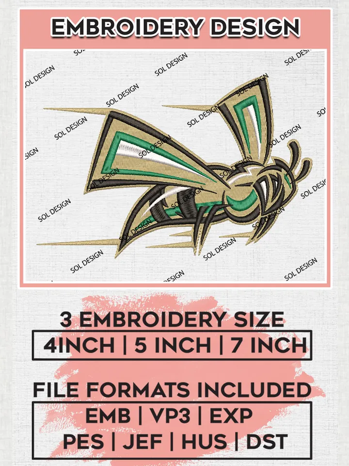 NCAA Sacramento State Hornets Team Mascot Logo Embroidery Design Files, NCAA Sacramento State Hornets Machine Embroidery, NCAA Teams, 3 sizes, NCAA Machine embroidery designs, Digital Download