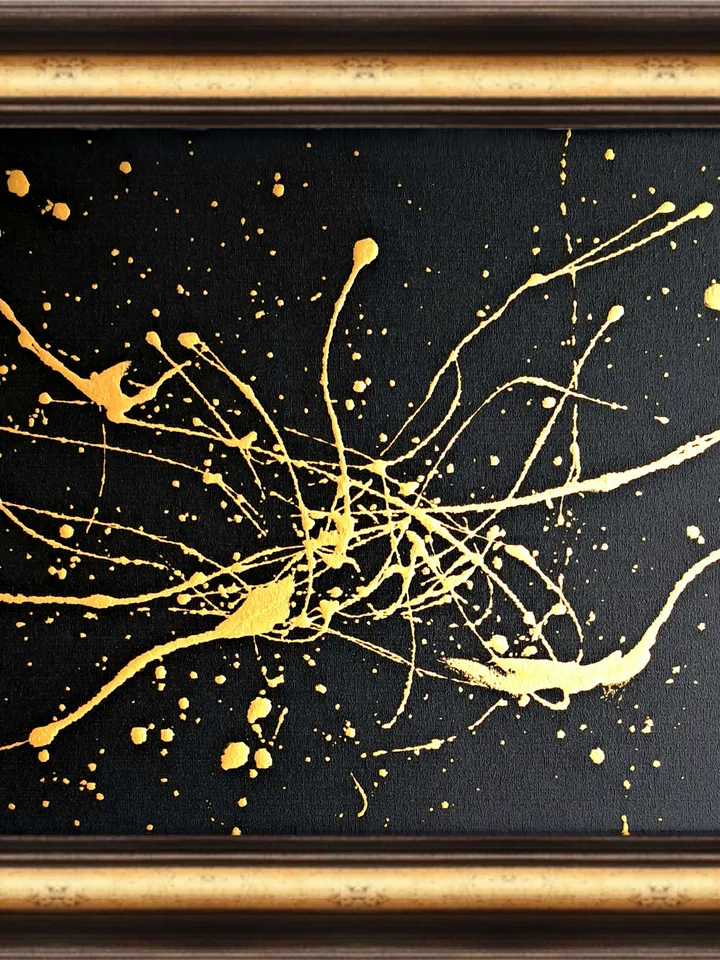 "Birth of the Galaxy" interior oil painting on canvas gold and black abstraction modern art