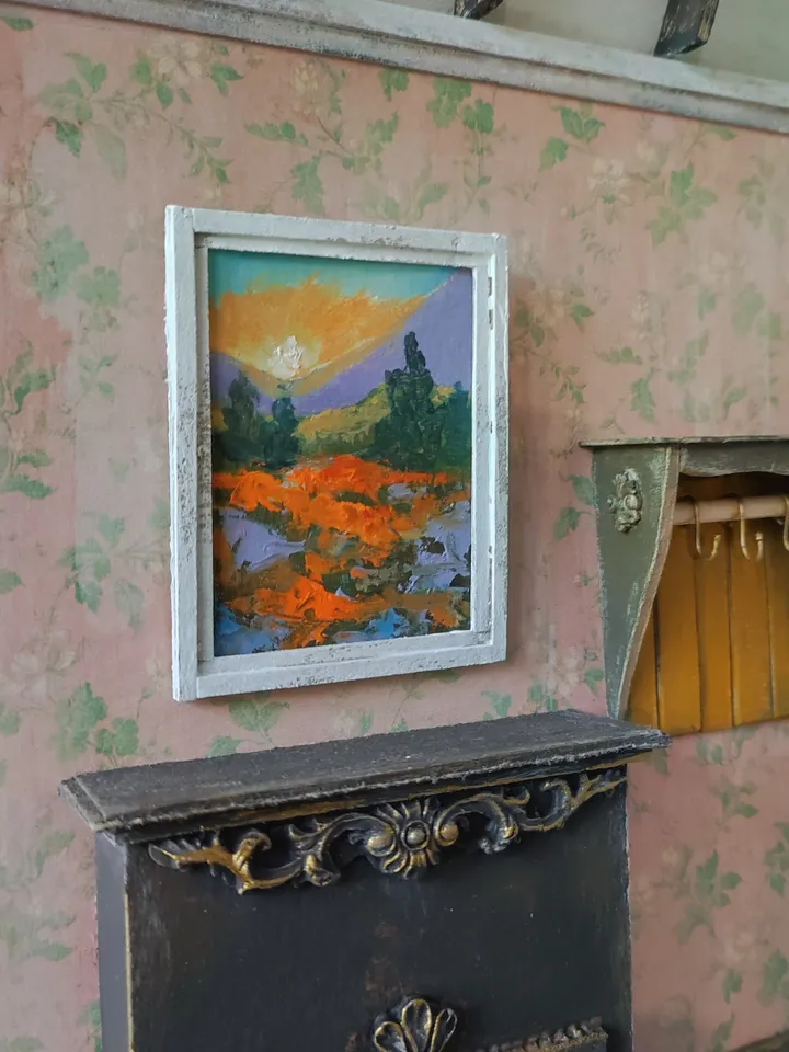 Set of Miniature Oil Paintings for Dollhouses Scale 1/6 or 1/12