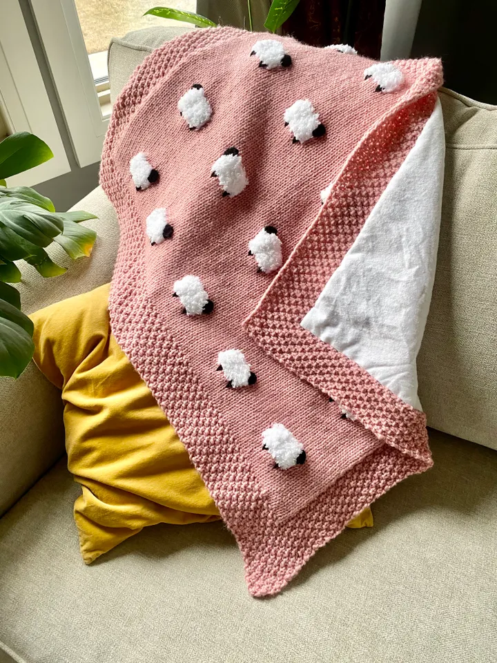 Knit PATTERN - Fuzzy Sheep Baby Blanket