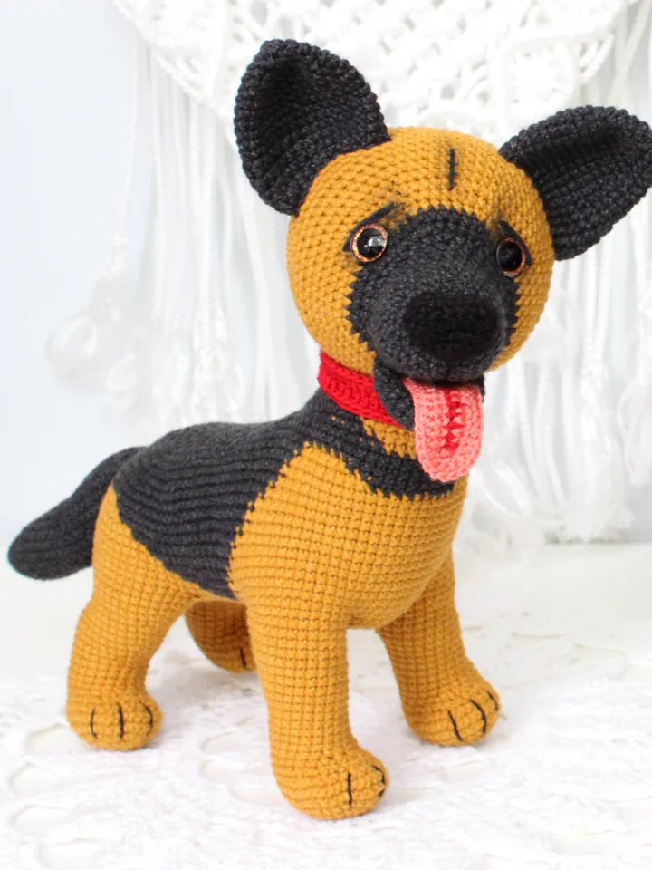 Shepherd dog crochet pattern PDF in English Realistic puppy Amigurumi toy German shepherd