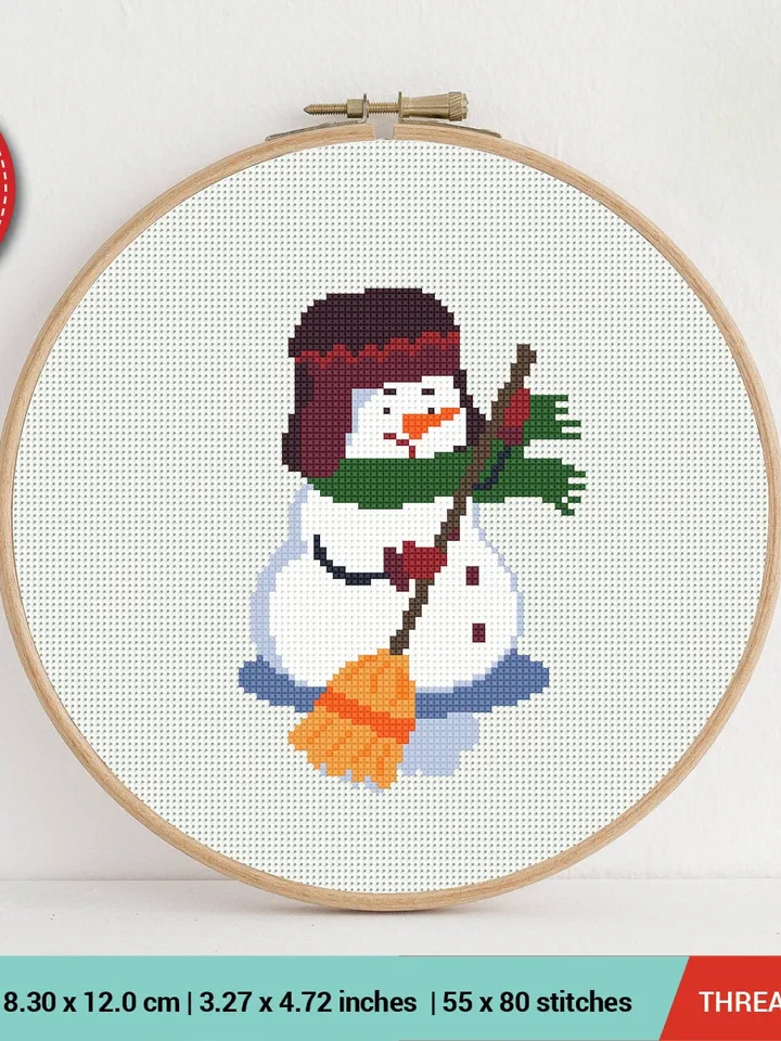 Bundle of 3 Funny Snowman 2022 New Year Cross stitch pattern | Embroidery Pattern | Instant Download | Embroidery Designs