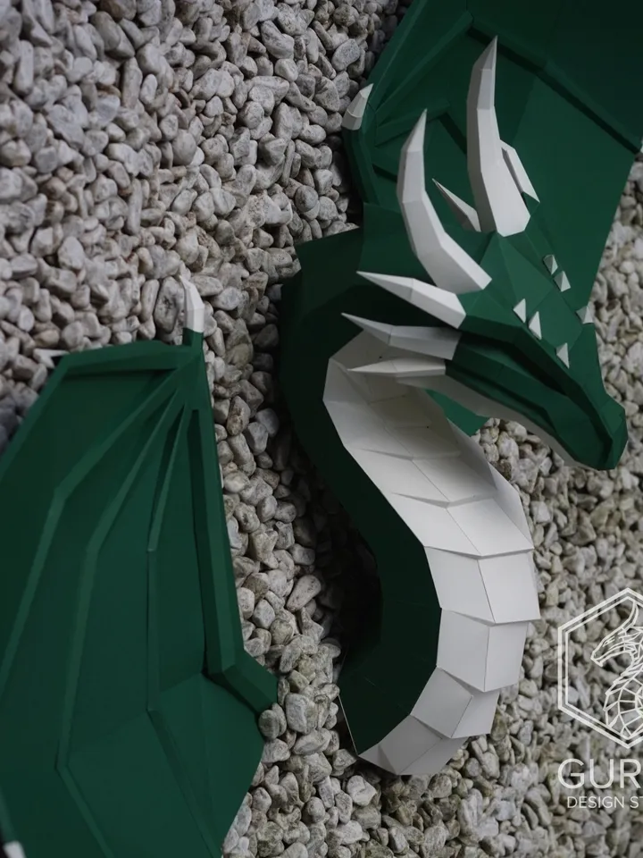 Papercraft Dragon With Wings, Digital Template, PDF Download, Gurko, 3D Low Poly, Pepakura, DIY Origami Sculpture, Paper Decor, DIY Gift