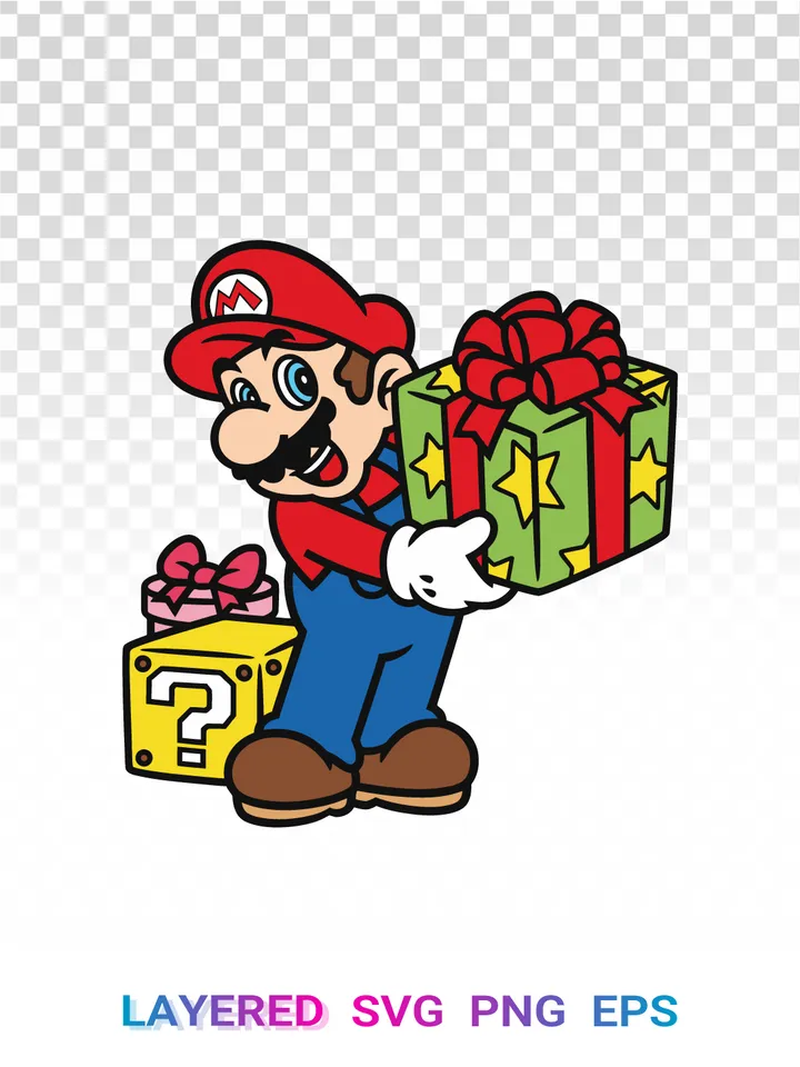 🎄 Mario Christmas PNG, Super Mario Holiday SVG, Nintendo