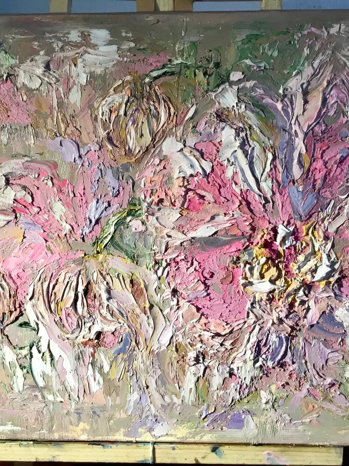 Pink orchids original heavy textured oil painting on canvas,flowers painting wall art,impasto style orchids painting,home decoration,gift.