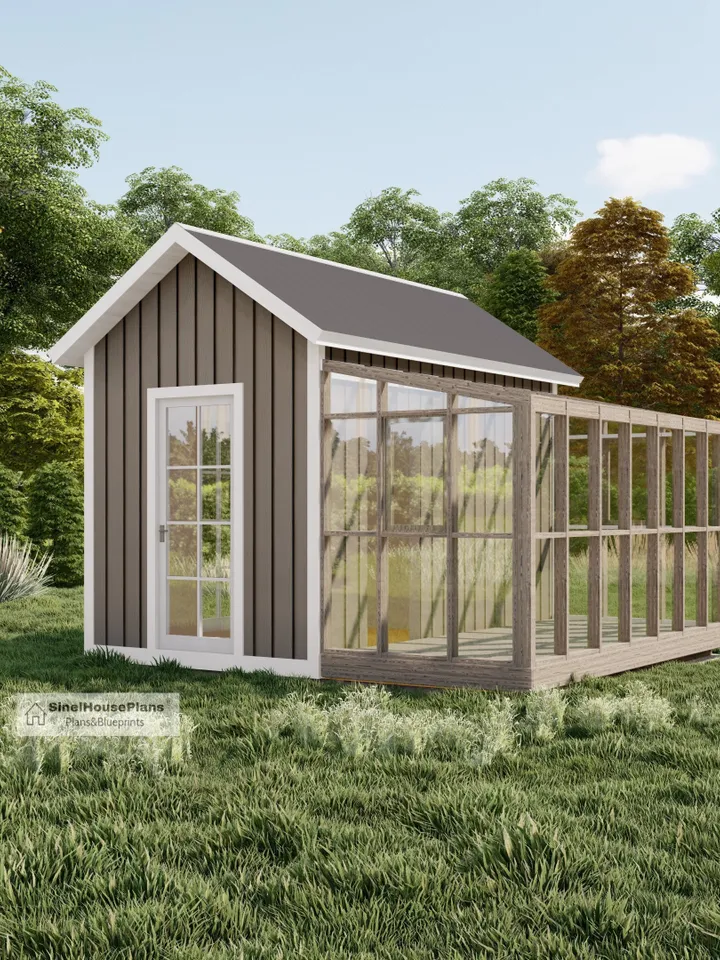 14' Greenhouse Shed Plans: Timber Frame with Storage (PDF Download)