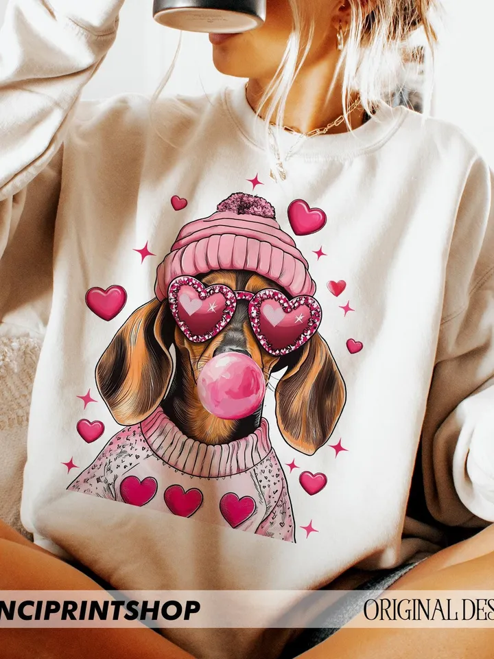 Valentine Dachshund Dog, Sausage Dog Png, Valentine's Day Dog Mom Png, Valentines png, Dog Lover png, Gift For dog mom, love png, heart png