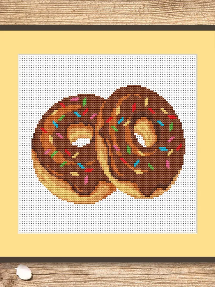 Chocolate Donuts Cross Stitch Pattern, Kitchen Cross Stitch, Embroidery Donut, Dessert Cross Stitch Pattern, Modern Cross Stitch #kt018