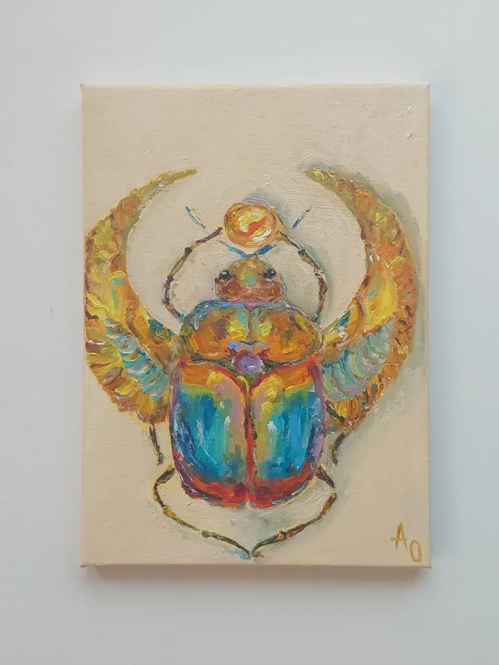 Oil painting on canvas "Scarab Beetle" 25x35cm (10x14inch) TO ORDER