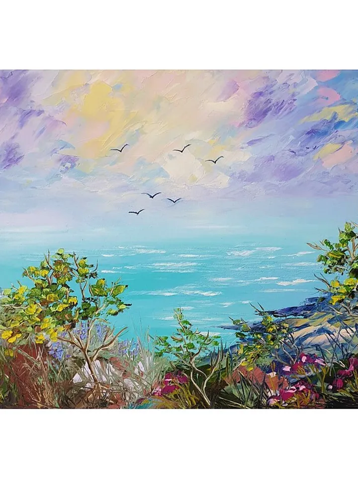 Seascape Painting Landscape Original Art Beach Wall Art Impasto Oil Painting