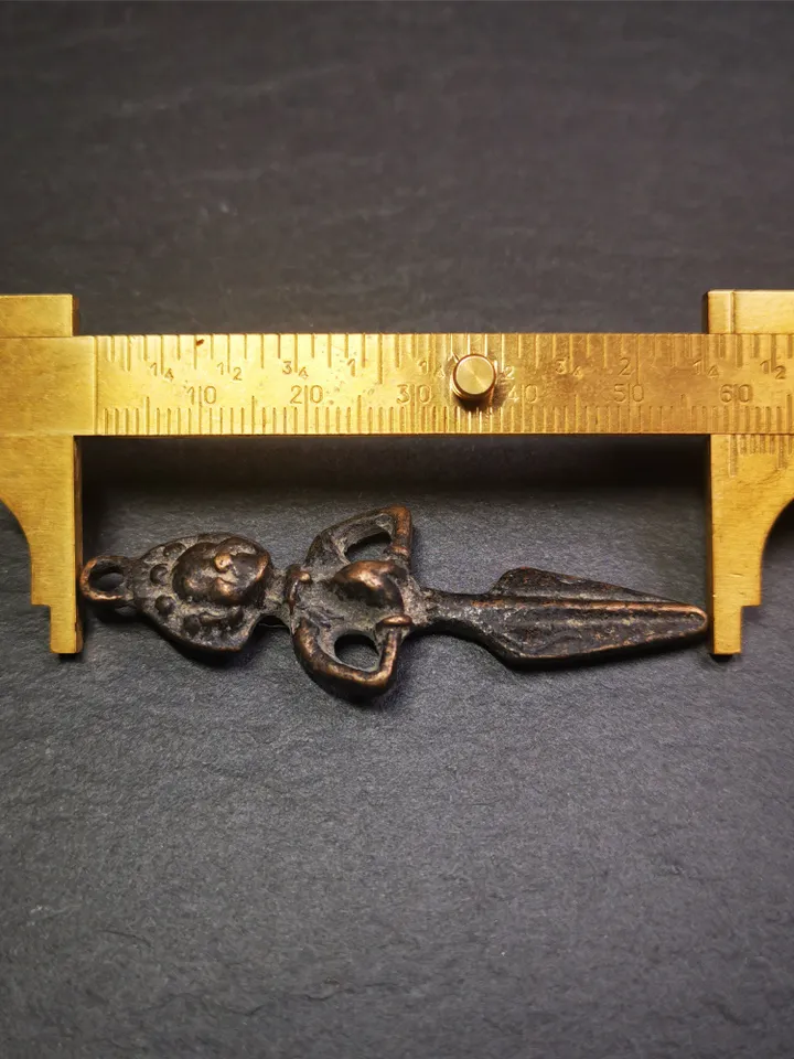 Gandhanra Antique Tibetan Amulet,Samantabhadra Phurba,Kila(Dorje Phurba) , Trantic Buddhism Ritual Implement Pendant,Made of Copper,2.6"