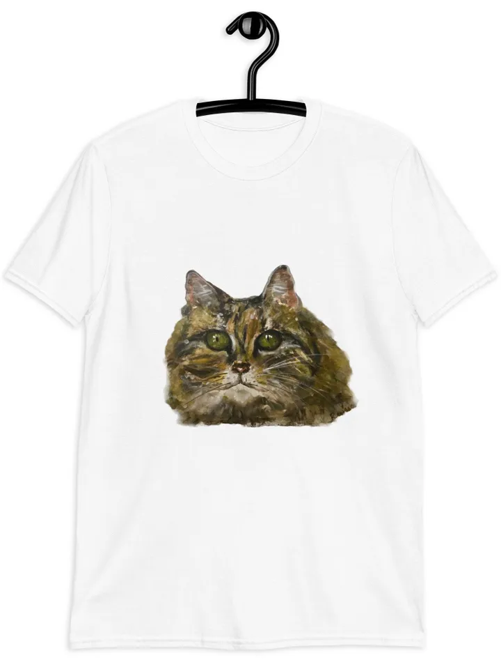 Lovely cat Short-Sleeve Unisex T-Shirt made with my original watercolor cat portrait,cat lovers wearable gifts,t shirts for her.