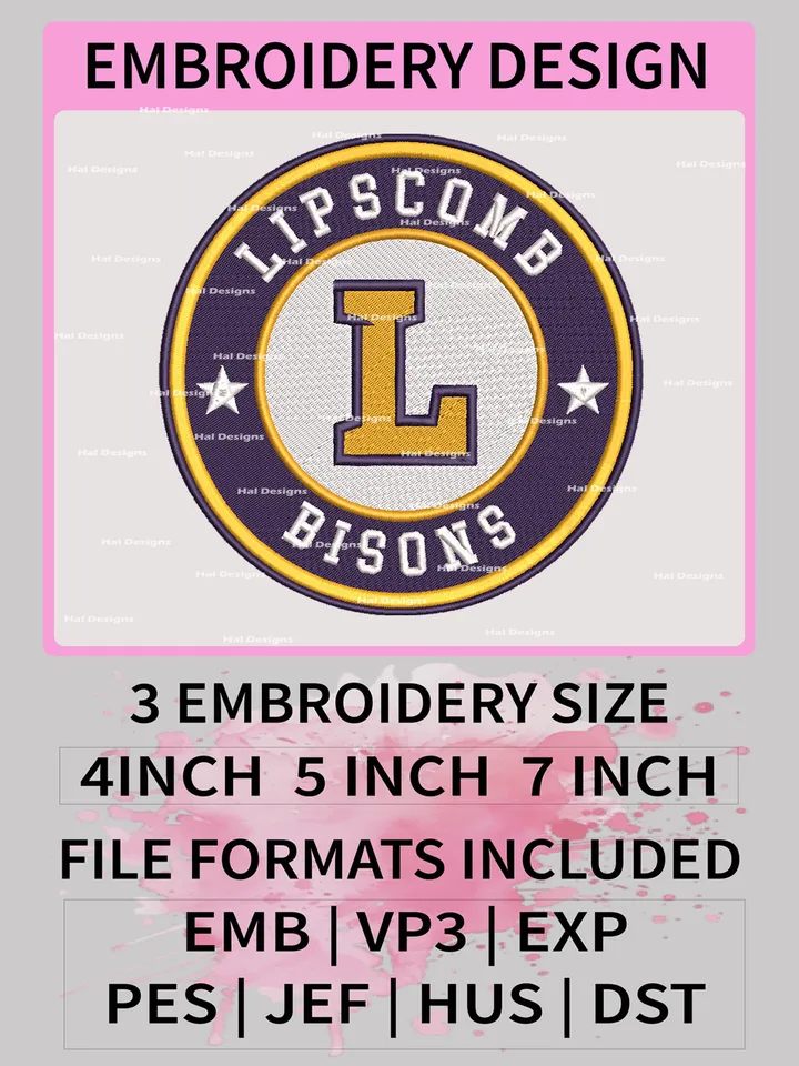 NCAA Lipscomb Bisons Embroidery File, 3 Sizes, 6 Formats, NCAA Machine Embroidery Design, NCAA Logo, NCAA Teams