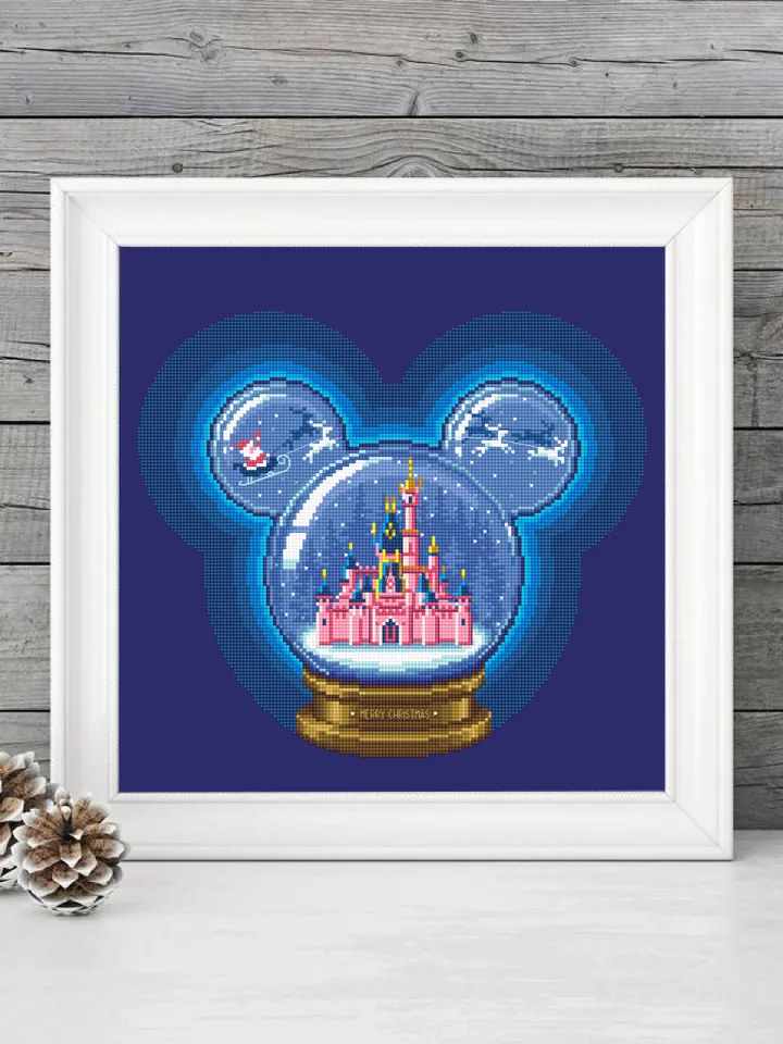 Christmas glass ball cross stitch pattern download PDF Fairy castle cross stitch chart, Christmas mouse pattern PDF Christmas ornaments #N92