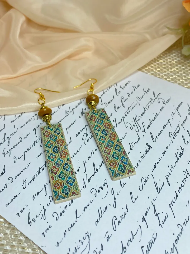 Handmade earrings. Individual design. Wooden earrings.