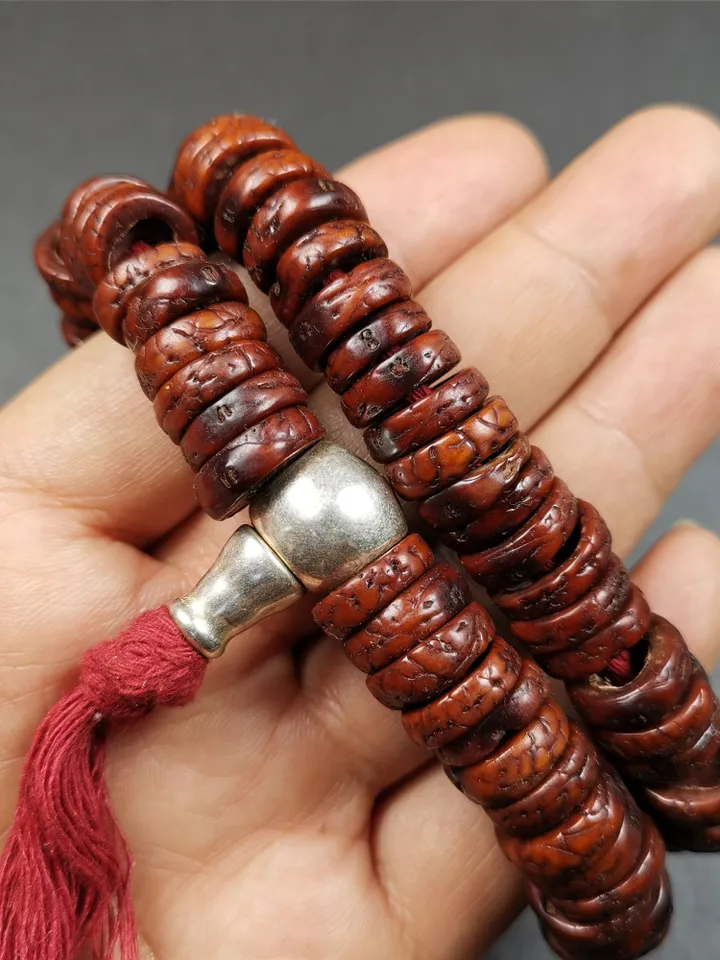 Gandhanra Antique 108 Bodhi Beads Mala,Old Prayer Beads Necklace,Diameter 13mm,Circumference 44 cm
