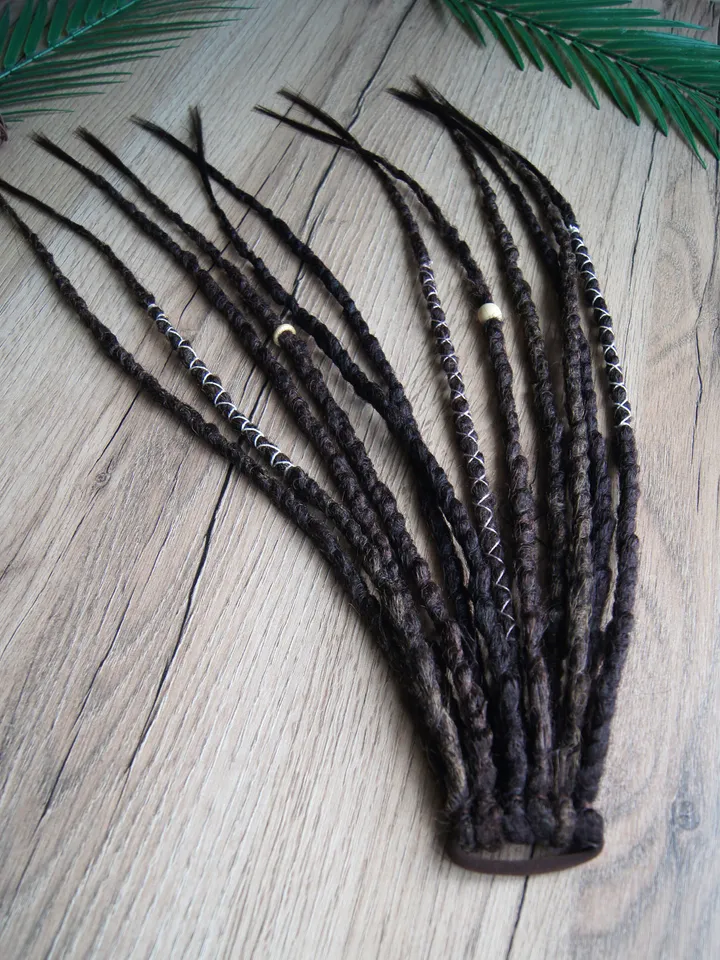 Ponytail Dreadlock Extension Dreadlocks on elastic band Mix brown Dreads Hippie Witchy Pagan Viking Bohemian Boho style