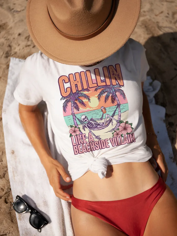Chillin' Like a Beachside Villain PNG, Retro Beach png print file, Funny Summer print files for sublimation, summer digital png file, Retro