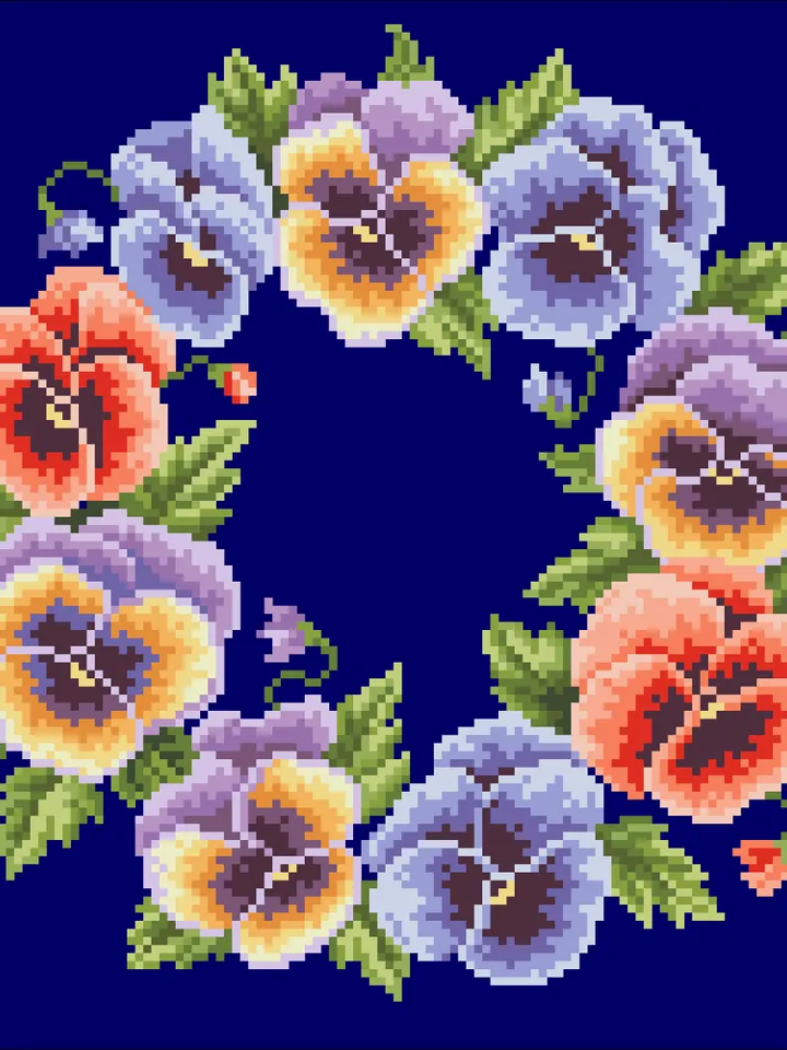 Antique Cross Stitch Pattern Flower Wreath Digital Download PDF