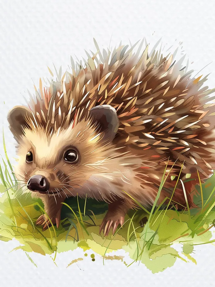 10 Cute Hedgehog PNG bundle, Printable Watercolor Floral Hedgehog Clipart for sublimation, Hedgehog in Grass png, Paper craft, junk journals