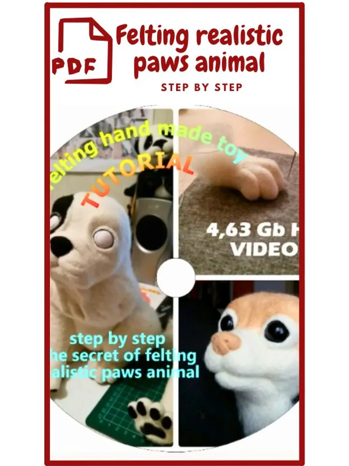 Tutorial step by step guide  Video tutorial Felting realistic paws animal - instant download