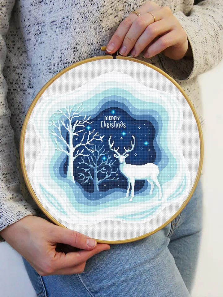 Winter landscape cross stitch pattern download PDF Winter forest pattern digital PDF, Christmas cross stitch chart, Nature landscape #L47