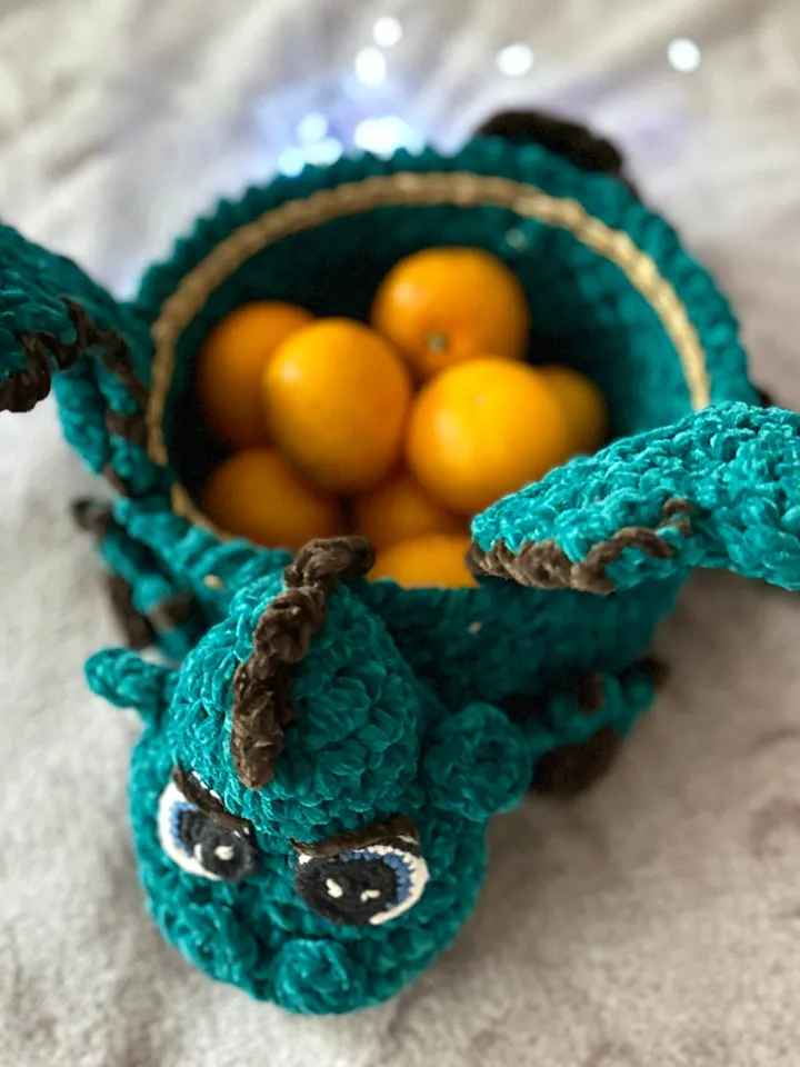 Crochet pattern Dragon basket PDF Digital instant download, Video tutorial, Storage organization, Christmas ornament, Symbol New Year 2024