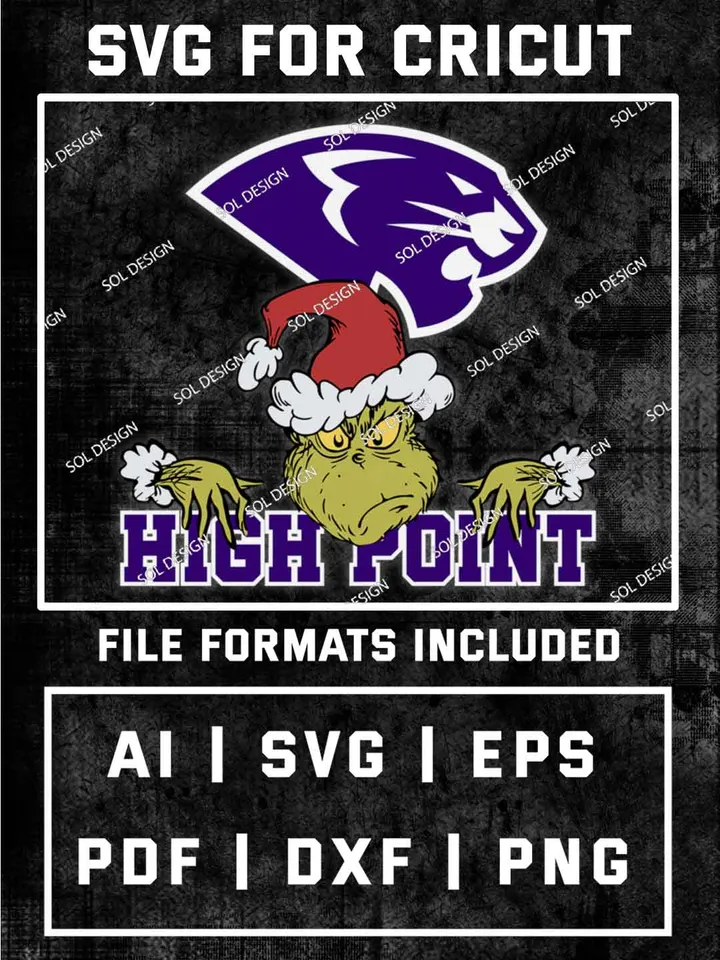 Grinch High Point Panthers SVG, NCAA SVG Design, NCAA High Point Panthers SVG, NCAA Panthers Cricut, Christmas Svg, Grinch svg, Digital Download