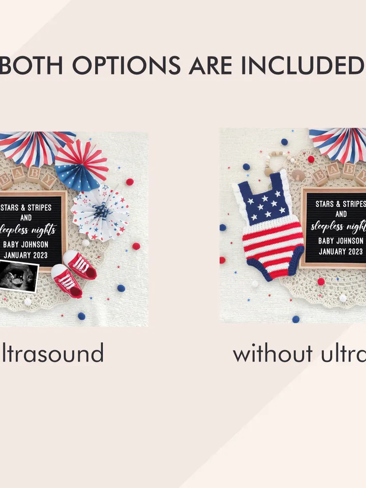 4th of July Pregnancy Announcement for Social Media, Patriotic Baby Announcement, 4th of July Baby Announcement Editable Digital Template