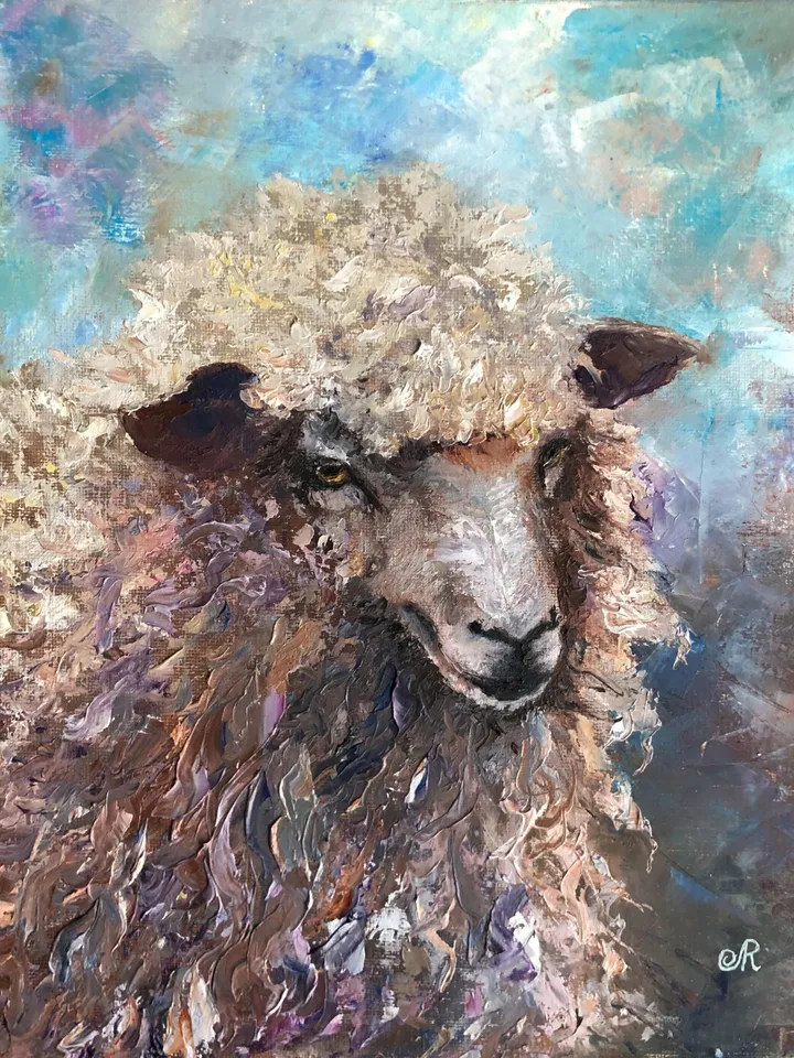 Sheep Original Painting Animal Oil Paintings Sheep Wall Art Rustic Paintings